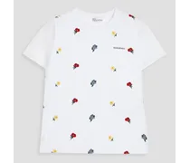 Embroidered cotton-jersey T-shirt - White