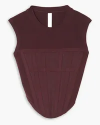 Dion Lee Paneled ribbed cotton-jersey top - Burgundy Burgundy