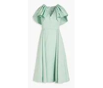 Flared pleated duchesse-satin gown - Green
