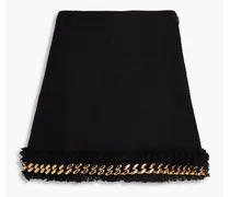 Chain-embellished cotton-tweed mini skirt - Black