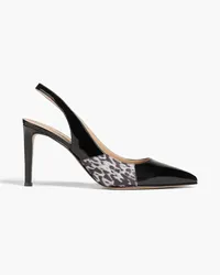 Giuseppe Zanotti Calf hair and patent-leather slingback pumps - Black Black