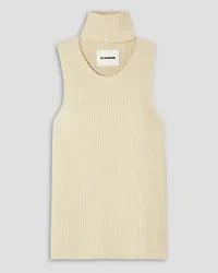 Jil Sander Convertible cutout ribbed cotton-blend tank - White White