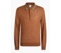 Wool and silk-blend polo sweater - Brown