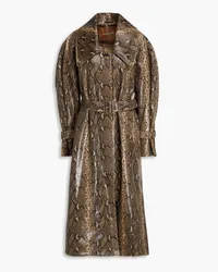 REJINA PYO Oona belted faux snake-effect leather trench coat - Animal print Animal