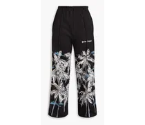 Cropped printed jersey track pants - Black