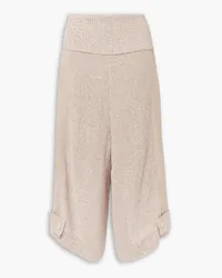 Stella McCartney Cropped paneled twill and cotton-blend pants - Neutral Neutral