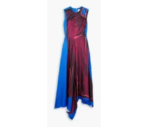 Lette asymmetric printed silk-twill maxi dress - Blue