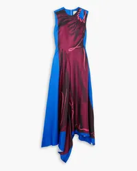 Roksanda Ilincic Lette asymmetric printed silk-twill maxi dress - Blue Blue