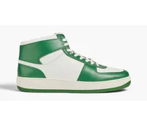 Two-tone leather high-top sneakers - Green