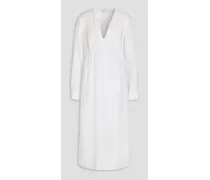 Empire gathered woven midi dress - White