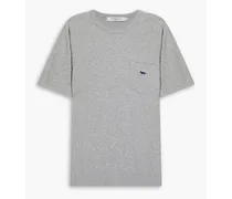 Appliquéd cotton-jersey T-shirt - Gray