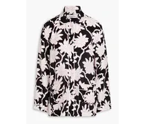 Floral-print silk crepe de chine shirt - Black