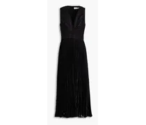 Pleated jacquard midi dress - Black