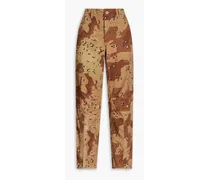 Camouflage cotton-blend gabardine cargo pants - Neutral