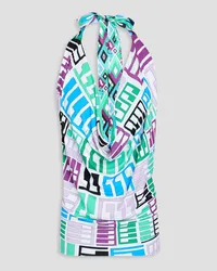 Emilio Pucci Draped printed jersey halterneck top - White White