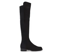Jersey-paneled suede over-the-knee boots - Black