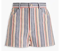 Striped cotton-twill shorts - Neutral