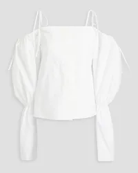 REJINA PYO Bay cold-shoulder cotton-poplin top - White White