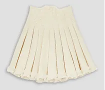 Frayed pleated cotton-blend tweed mini skirt - White