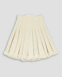 Balmain Frayed pleated cotton-blend tweed mini skirt - White White