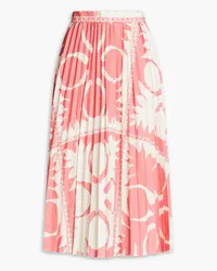 RED Valentino Pleated printed crepe de chine midi skirt - Pink Pink