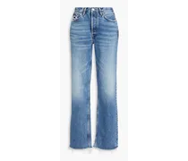 Distressed high-rise straight-leg jeans - Blue
