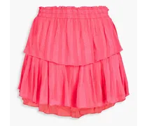 Tiered leopard-print jacquard mini skirt - Pink