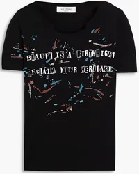 Valentino Garavani Jamie Reid embellished printed cotton-jersey T-shirt - Black Black