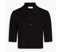 Cropped cotton-jersey polo shirt - Black