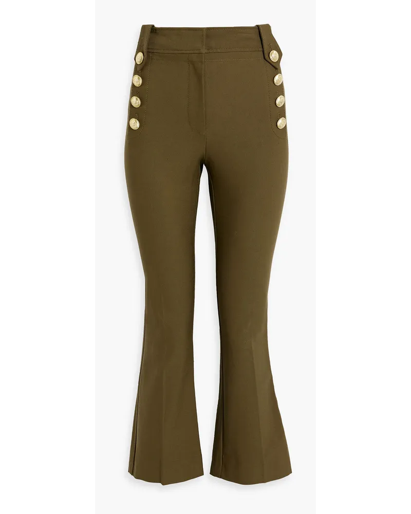 Derek Lam Robertson cropped button-embellished cotton-blend kick-flare pants - Green Green