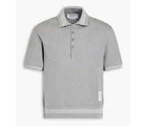 Pointelle-knit cotton polo shirt - Gray