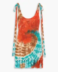 Alanui California Dreaming Net tasseled tie-dyed wool mini dress - Orange Orange