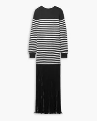 KHAITE Torino fringed striped knitted maxi dress - Black Black