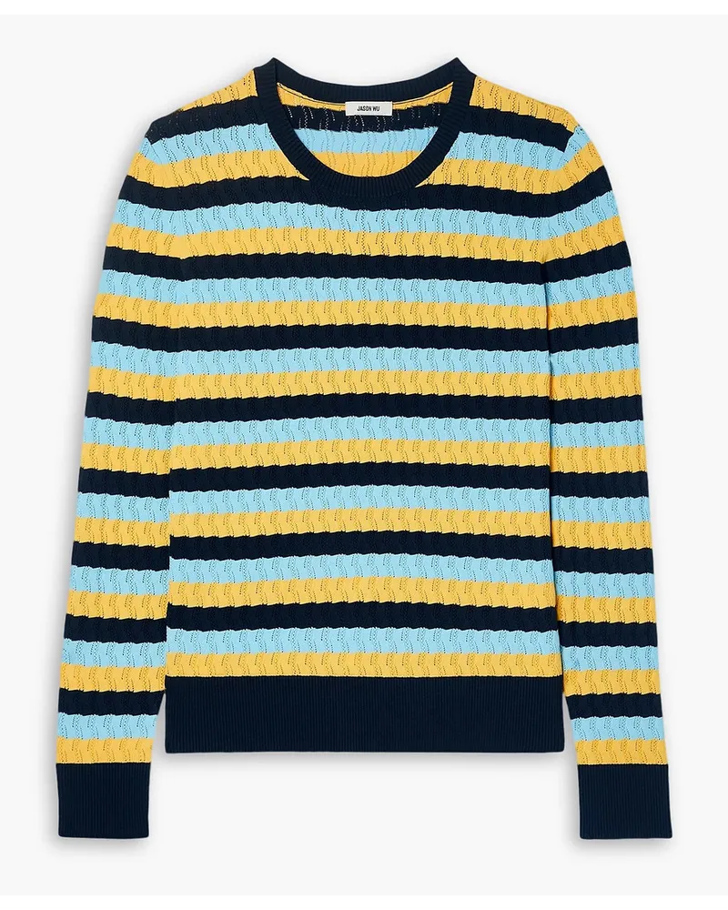 Jason Wu Striped pointelle-knit sweater - Blue Blue