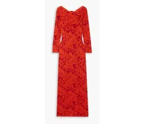 Manhattan Solstice cutout printed Pima cotton maxi dress - Red
