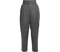 Metallic Prince of Wales checked wool-blend tapered pants - Gray