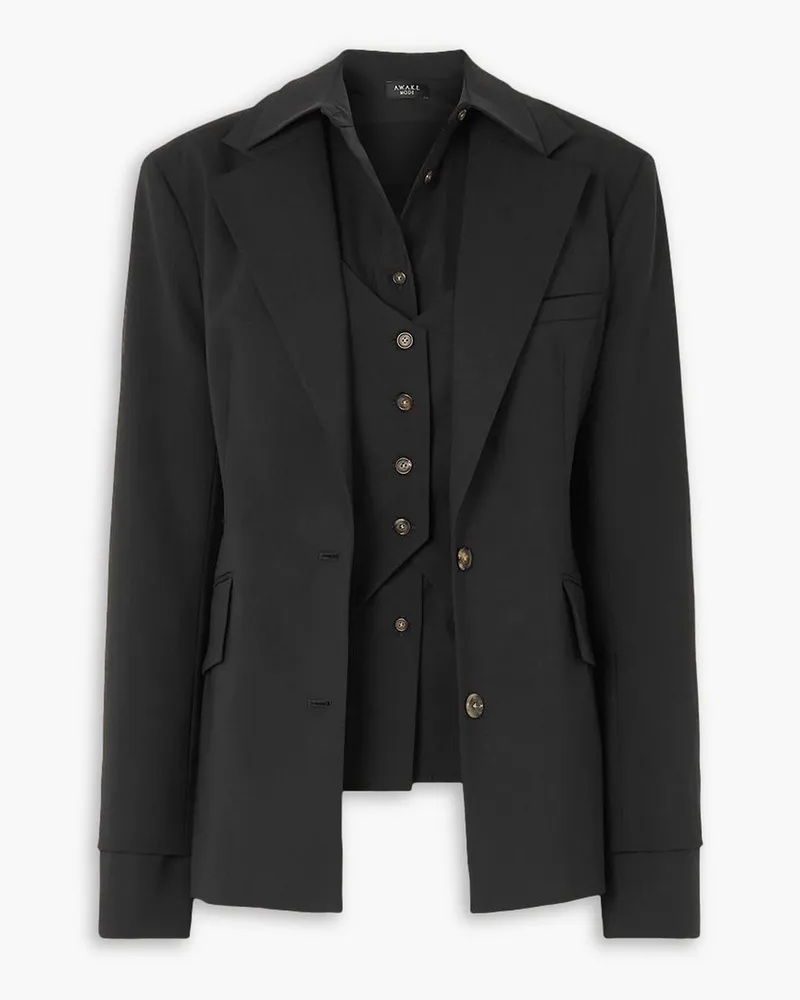 A.W.A.K.E. Cutout layered wool-blend jacket - Black Black