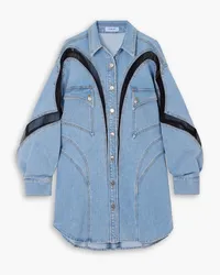 Thierry Mugler Tulle-paneled denim jacket - Blue Blue