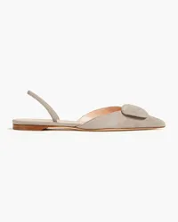 Rupert Sanderson Sabine embellished suede slingback point-toe flats - Gray Gray