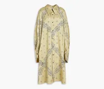 Albin oversized paisley-print silk-shantung midi shirt dress - Neutral