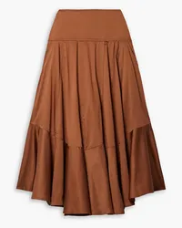 FARM Rio Pleated cotton midi skirt - Brown Brown