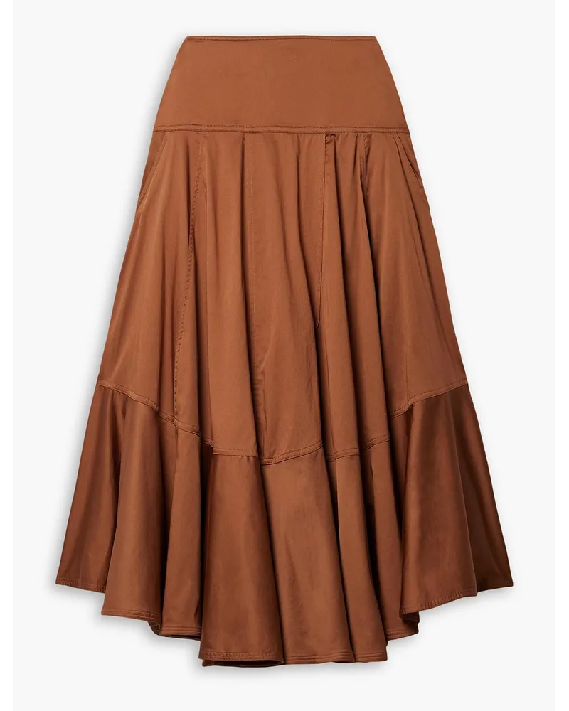 FARM Rio Pleated cotton midi skirt - Brown Brown