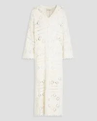 Zimmermann Crochet-knit cotton hooded kaftan - White White