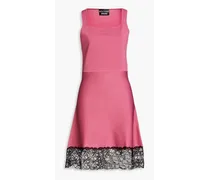 Lace-trimmed stretch-knit dress - Pink