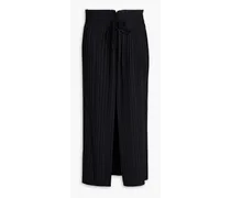 Stella plissé-woven midi skirt - Black