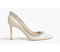 Romy 85 crystal-embellished leather pumps - White