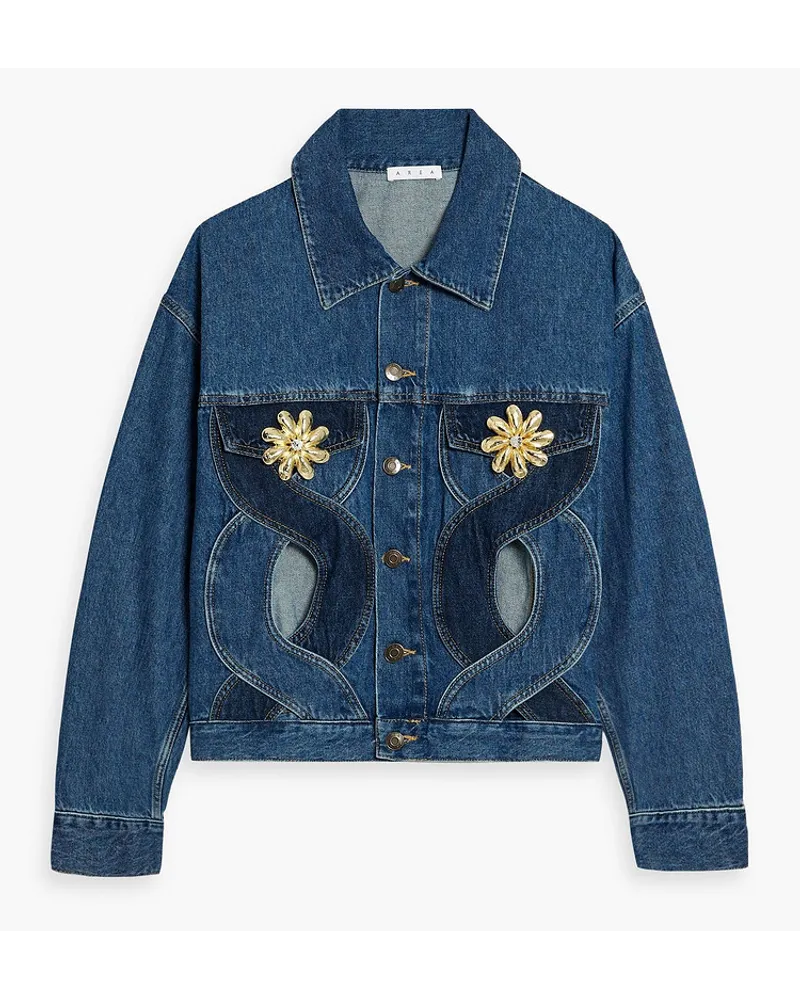 Area Floral-appliquéd cutout denim jacket - Blue Blue