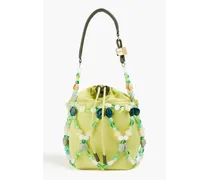 Embellished shell bucket bag - Green