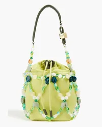 Ganni Embellished shell bucket bag - Green Green