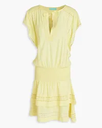 Melissa Odabash Georgie shirred voile mini dress - Yellow Yellow